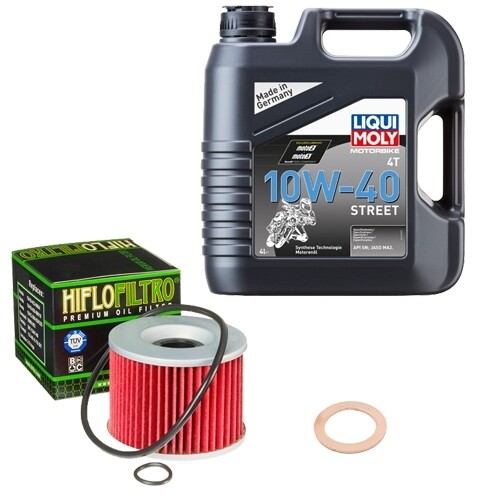 Hiflo ÖLfilter Set Lm 10W-40 Street 4L FüR Kawasaki Zzr 1100 G Kat ZXT10D Bj.98-image