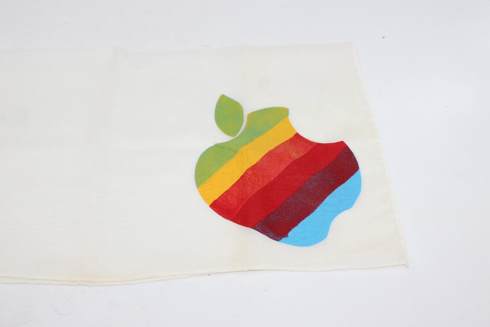 Vintage VERY RARE Original Rainbow Apple Computer Logo Scarf 21" Striped White