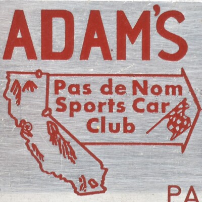 1965 Adam's Apple Rally Race Participant Pas de Nom Sport Car Club California