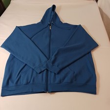Athletic Works Men's Blue Cotton Fleece Full Zip Hoodie Sweatshirt 2XL 50-52 