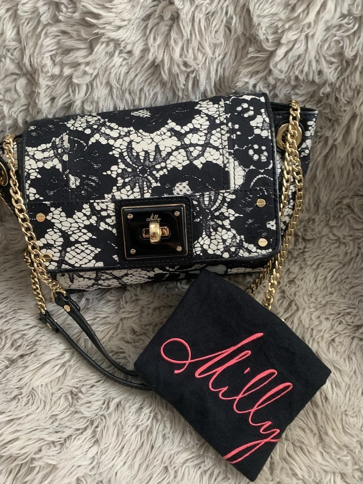 Bolso bandolera MILLY para mujer con estampado de encaje herrajes dorados Foto 3 de 4