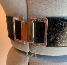  45 NWT Black S/M Express Retro 3" Wide Stretch Cinch Waist Belt Women Elastic