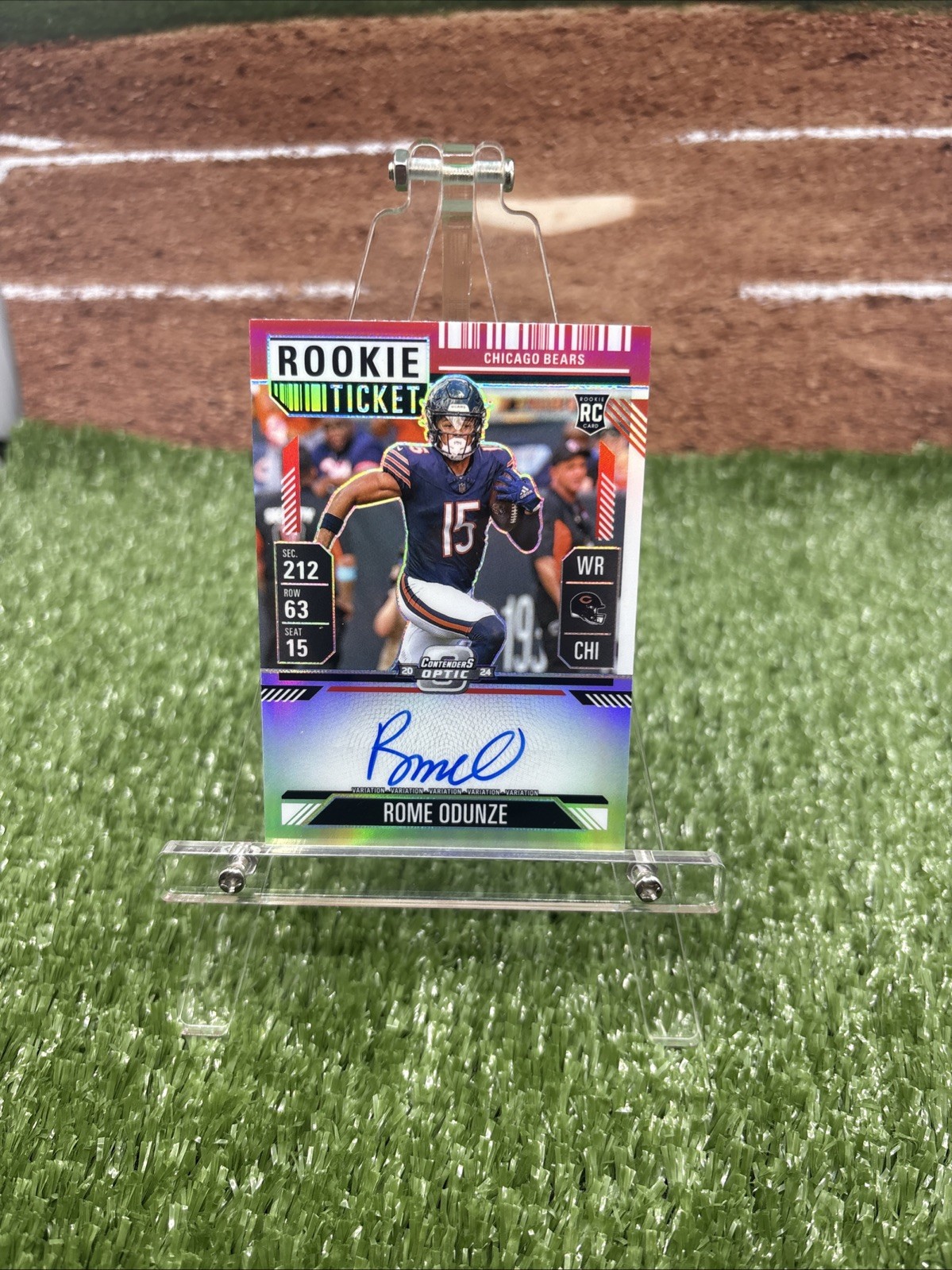 2024 Contenders Optic Rome Odunze Rookie Ticket Auto Variation Red Prizm RC #/99