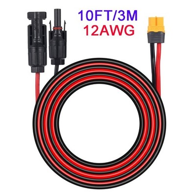 10ft Solar Panel Extension Cable 12AWG Solar Panel Connector to XT60 Connector