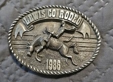 Siskiyou 1986 Lewis County Rodeo Belt Buckle Cowboy Horse Bronco Limited Number