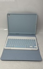 Light Blue White Portable Wireless Bluetooth Tablet Keyboard For iPad
