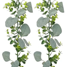 2 Pack Eucalyptus Garland,5.9FT Artificial 2Pcs Eucalyptus Garland With Leaves