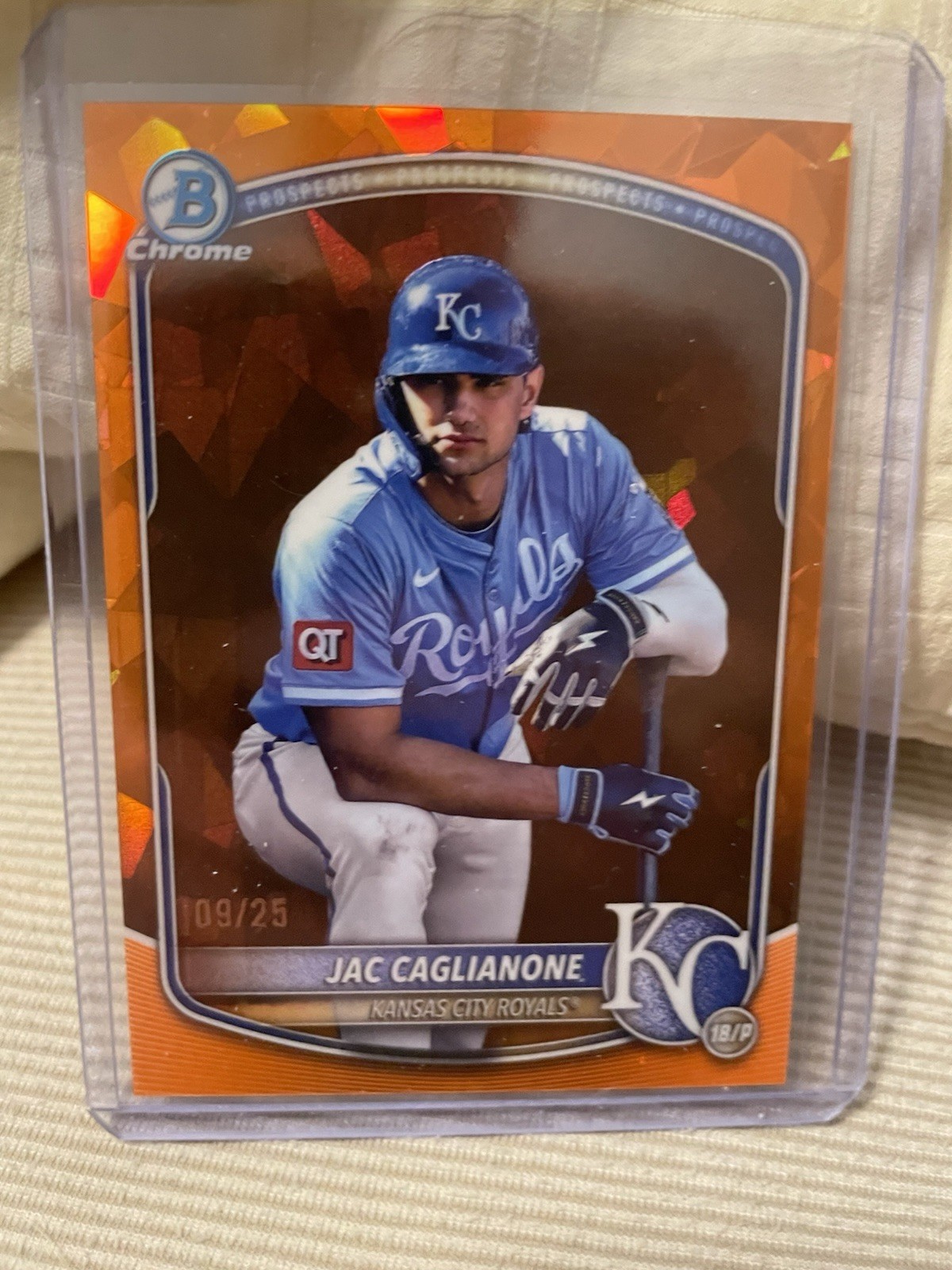 2025 Bowman Chrome Sapphire Jac Caglianone Image Variation Orange /25 SSP Royals