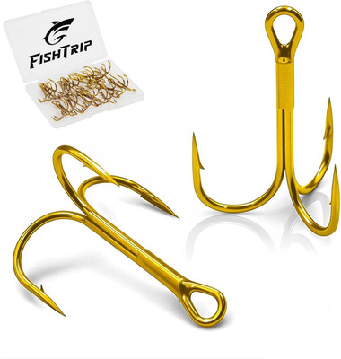 25pcs Fishing Treble Hooks, High Carbon Steel Triple Fishing Hooks with Ultra Br