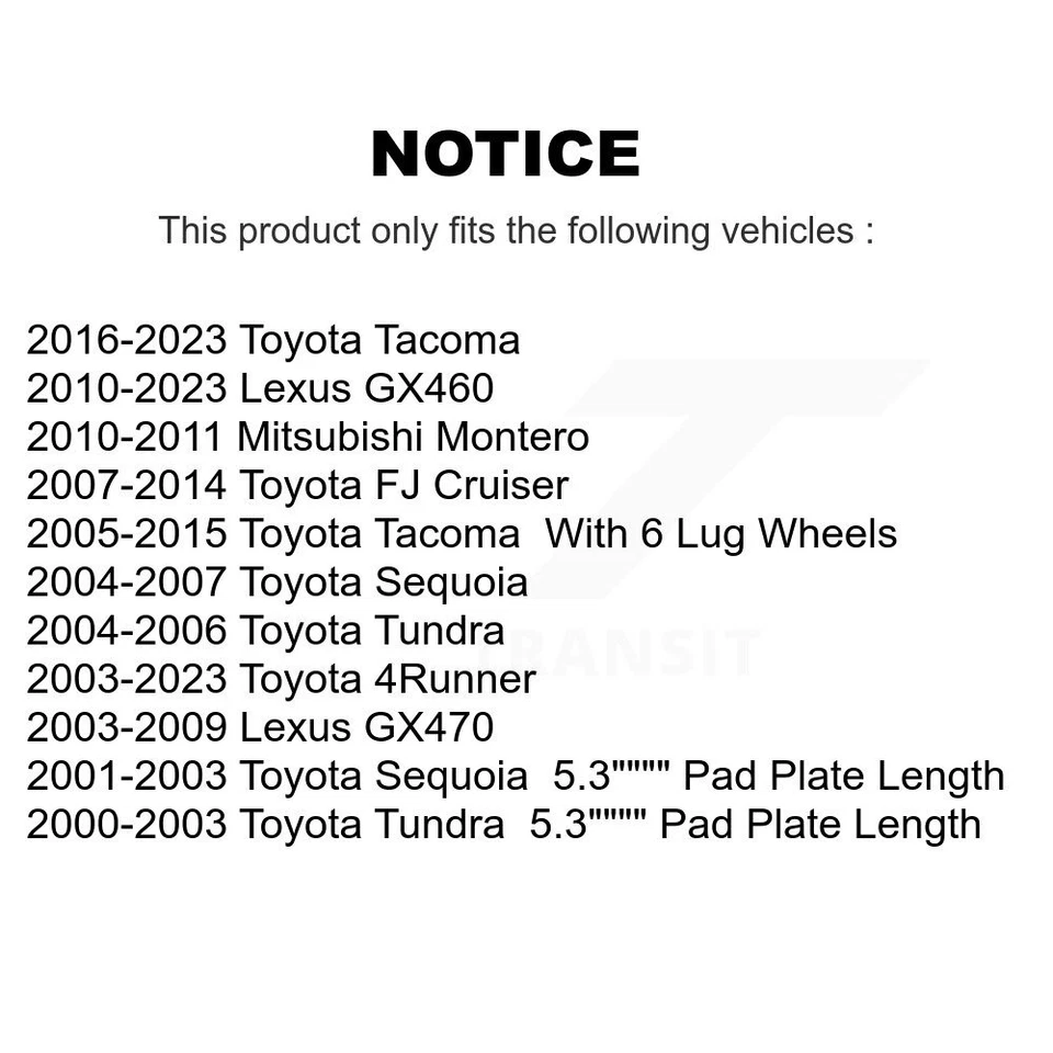 Quiet Long-Lasting Front Brake Pads for Toyota FJ Cruiser Sequoia 2001-2014 oeC8 - Image 2 of 2