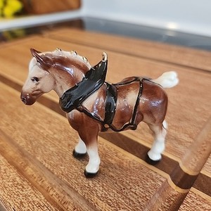 Vintage Monrovia Hagen Renaker Draft Horse W/ Harness Figurine Equestrian Decor