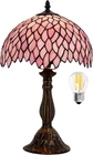 Tiffany Table Lamp Pink Wisteria Style Stained Glass Desk Bedside Reading Light
