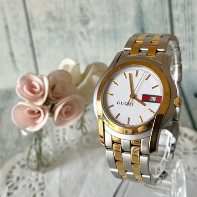 Gucci 5500XL Watch Timepiece Silver Gold Gucci Color Mens Vintage Rare