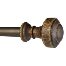 Asher Farmhouse Rustic Walnut Bronze Finish Curtain Rods Set
