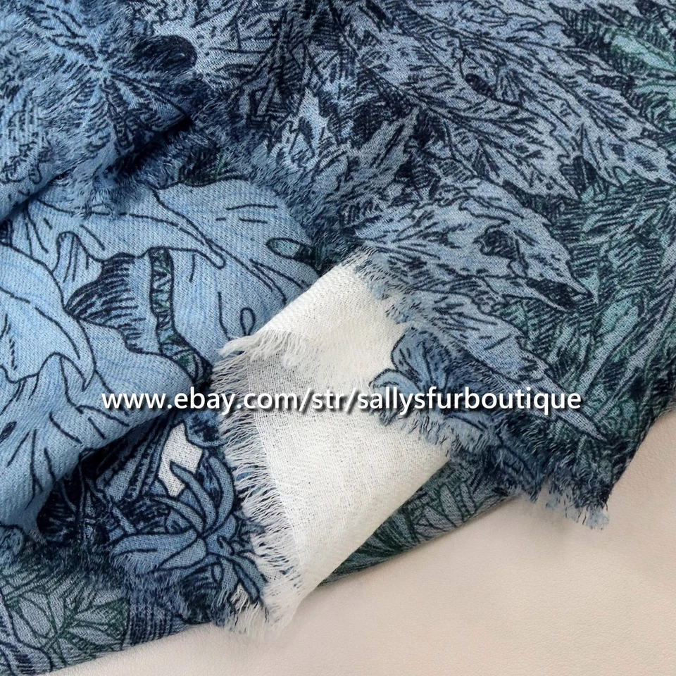 Sallys Cashmere Ring Oblong Scarf Wrap Shawl Nature Print Soft Delicate 78"*39" - Image 4 of 4
