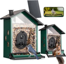 Smart Bird Feeder with Camera Solar Powered Squirrels-Proof, AI Identify Bird Sp