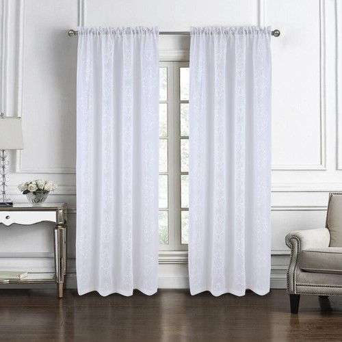 RT Designers Collection Andrea Emb Metallic Doily RP Panel 54" x 95" White - 第 2/5 張圖片