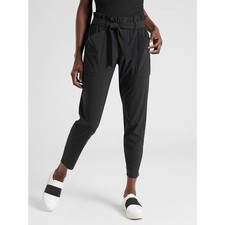 ATHLETA Black Skyline Belted Paperbag Pant Size 10T 10 Tall