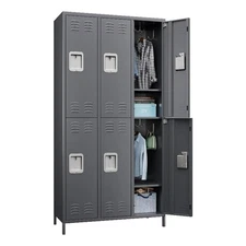 Pemberly Row Metal Locker With 6 Door For School And Employee Dark Gray