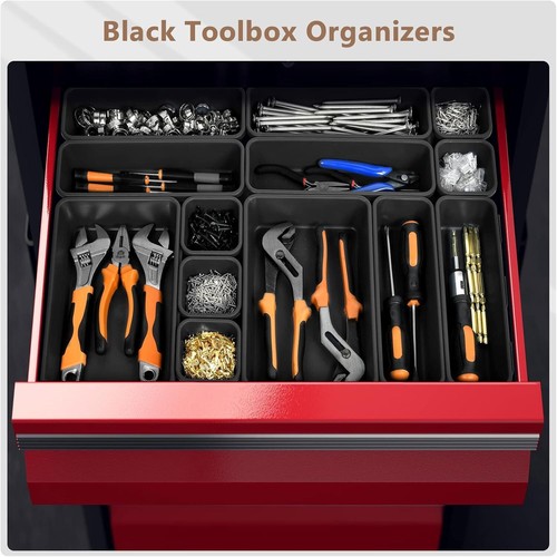 【42 Teile】【Schwarz】 Werkzeugkiste Organizer Tablett Teiler Set, Schreibtisch Schublade Organizer, Garag - Bild 2 von 8