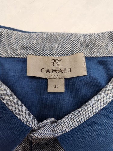 Canali Polo Shirt Mens 54 Medium Large Contrast Collar Italy Casual Preppy - Picture 2 of 9