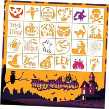 Reusable Halloween Stencils for Painting - 3x3 Inch Small Templates for 24pcs