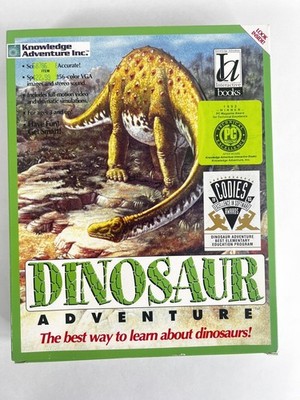 Vintage Dinosaur Adventure DOS PC 3.5 Floppy Kids Game Knowledge Adventure 1992