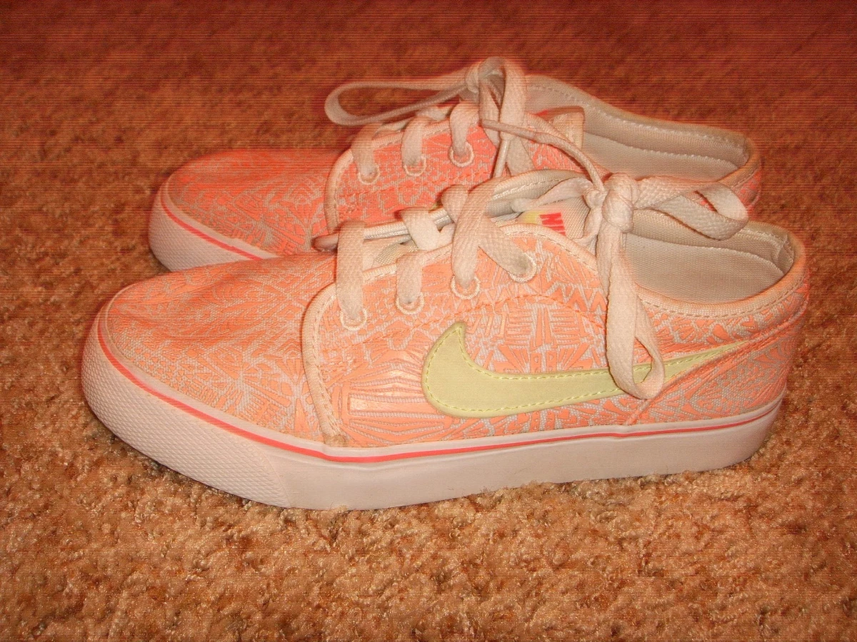 NIKE TOKI LOW CANVAS PRINT GS WHITE LQD LIME PINK 718847 100 SIZE 4Y
