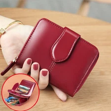 Women’s Small Wallet Oil Wax Leather Clutch Mini Bag Credit Card Holder Gift