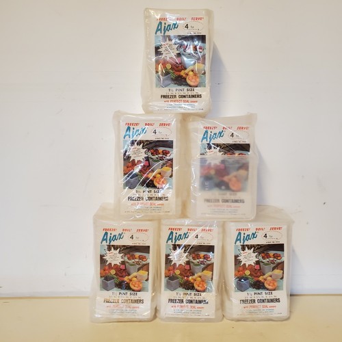 Set 6 contenitori alimenti nuovi vintage 4 pezzi Ajax congelatore frigorifero congelatore 11/2 pinte