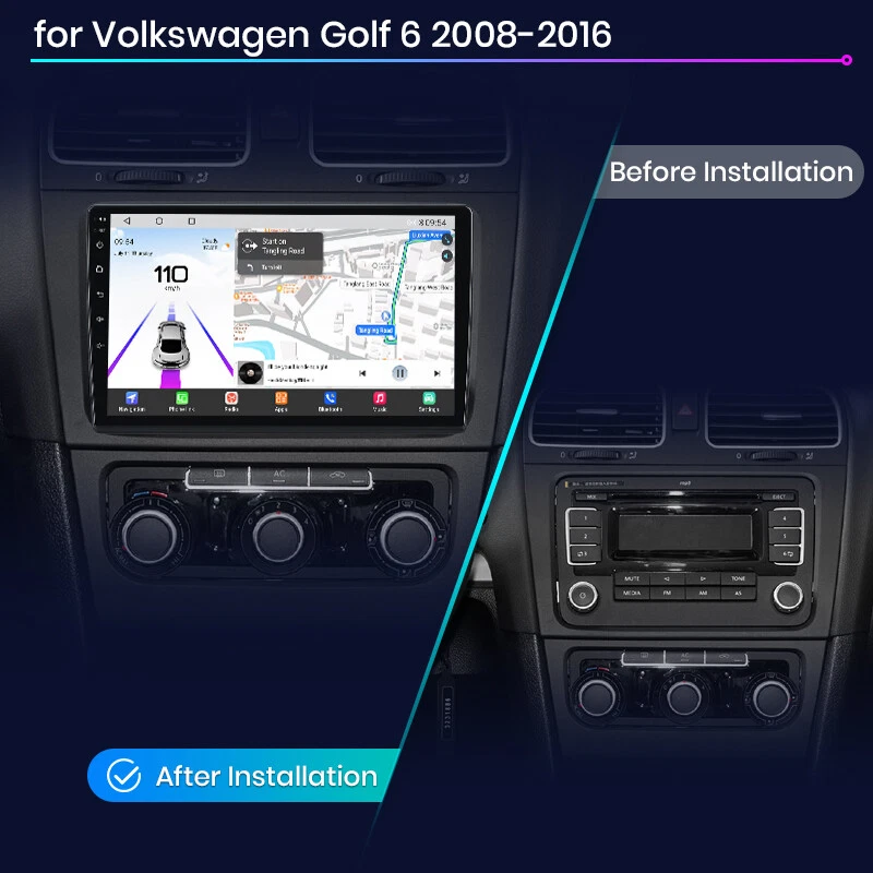 4+64G Qualcomm 8Kern CarPlay Android Autoradio GPS Navi für VW Golf VI 2008-2012 - Bild 2 von 4