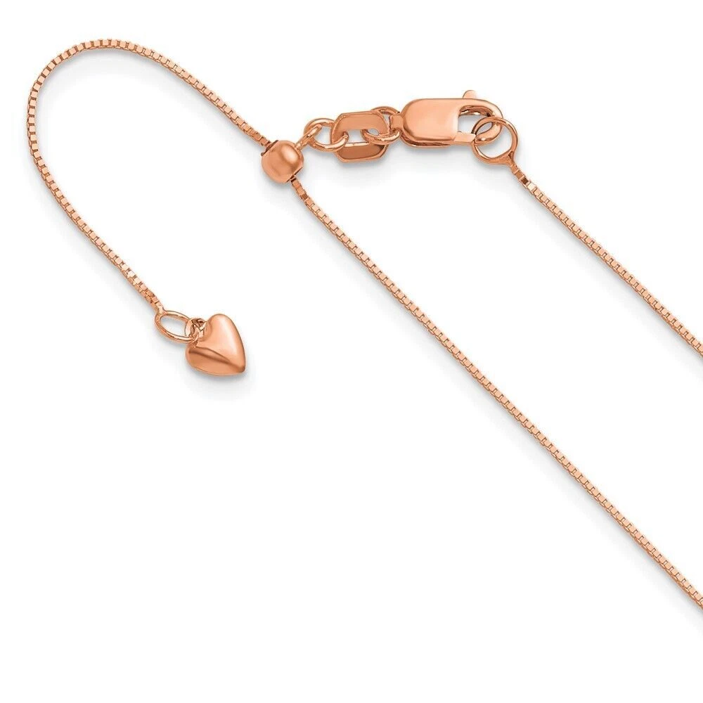 14K Rose Gold Adjustable Baby Box Chain L 22 in W 0.55mm eBay
