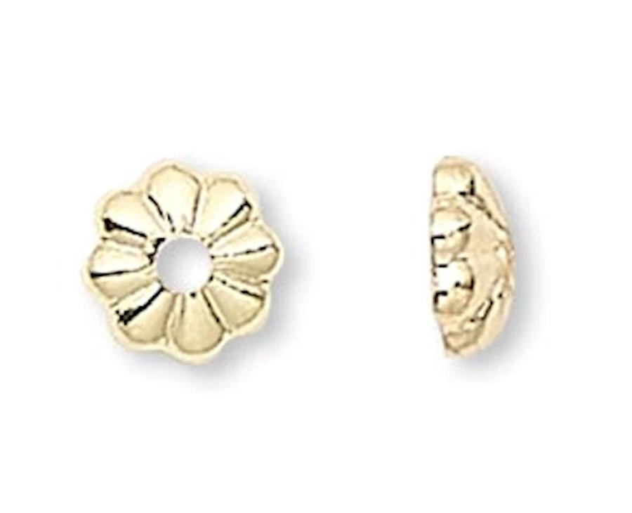 Бусина крышка, 100 или 1000 позолоченный латуни 3 x 1 мм мини гофрированный, чтобы соответствовать 2-4 мм бисер - Изображение 2 из 4