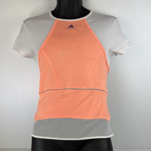 Adidas Stella McCartney Barricade Cap Sleeve Top Womens 40 Pink/White 36/58