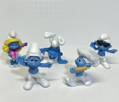 Lot of 5 Smurf PVC Figures - 2013 McDonalds Baker Crazy Smurfette Hefty Smooth