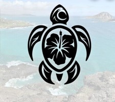 TURTLE HIBISCUS TRIBAL Vinyl Decal for SUV Car Truck Bumper Wall Window