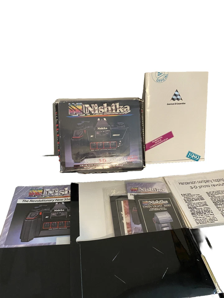 Cámara 3D Nishika N8000 35 mm de colección con doble luz 3000 y kit de distribuidor vendedor Foto 2 de 4