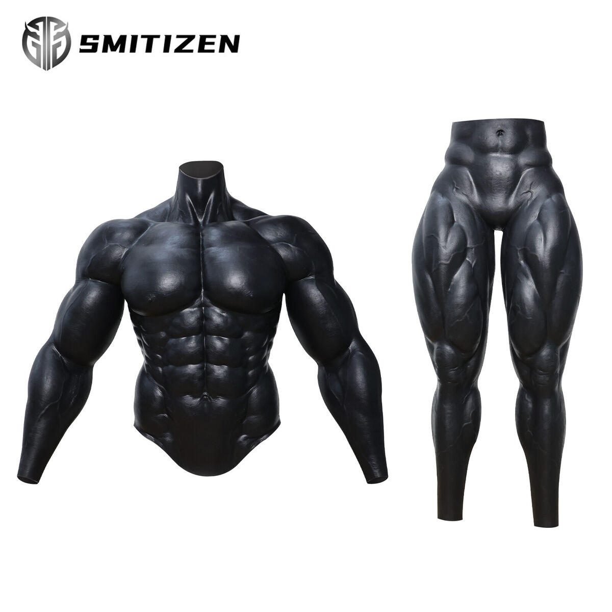 Realistic Slim Muscle Suit in Black