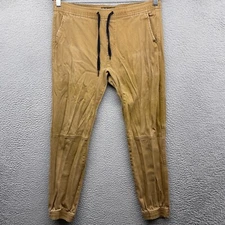 Brooklyn Mens Jogger Pants Brown Skinny Elastic WaistDrawstring Logo Size L