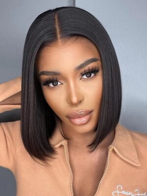 Velvete Lush Glueless Bob Wig 6x5 HD Lace Front Pre-Cut Straight Hair Human Hair