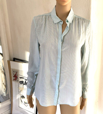 Marke: Max Mara Weekend Seidenbluse blau weiß gestreift Größe 36 Material: Seide