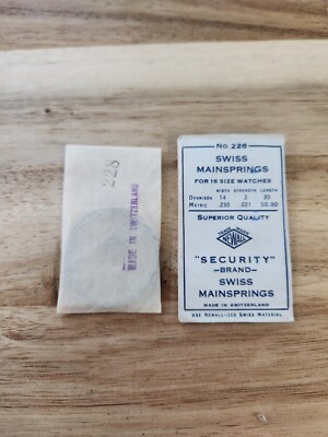 Newall Security Swiss Mainspring No. #228 for 16 Size Watches, .230 .021 50.80