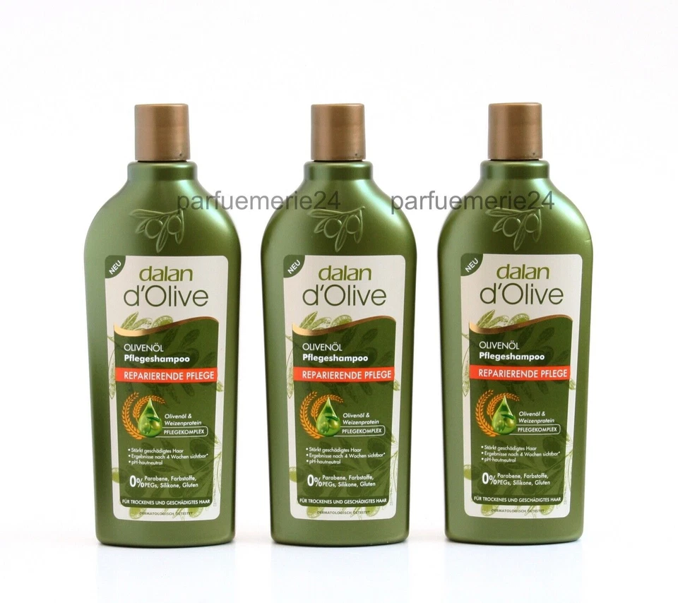 dalan d'Olive Olivenöl Pflege Shampoo reparierende Pflege 3 x 400 ml