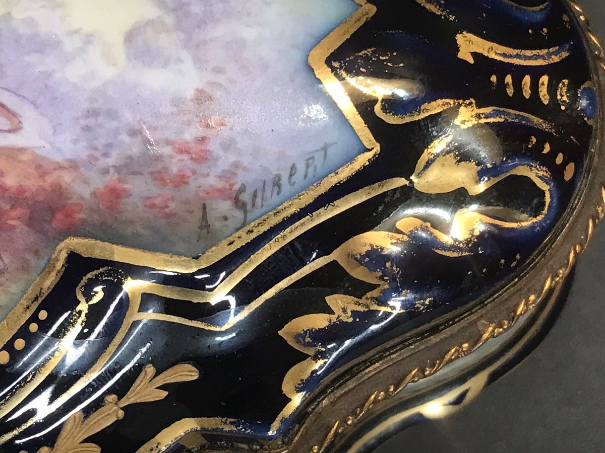 Antique Sevres Porcelain Box/Bonboniere/Signed/France C.1900