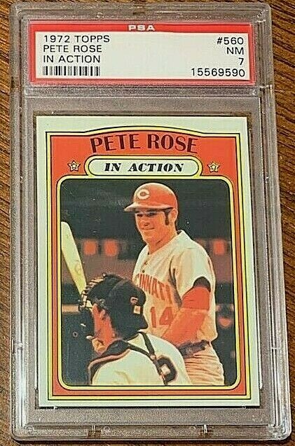 1972 Topps Baseball #560 Pete Rose In Action PSA 7 Nicely Centered