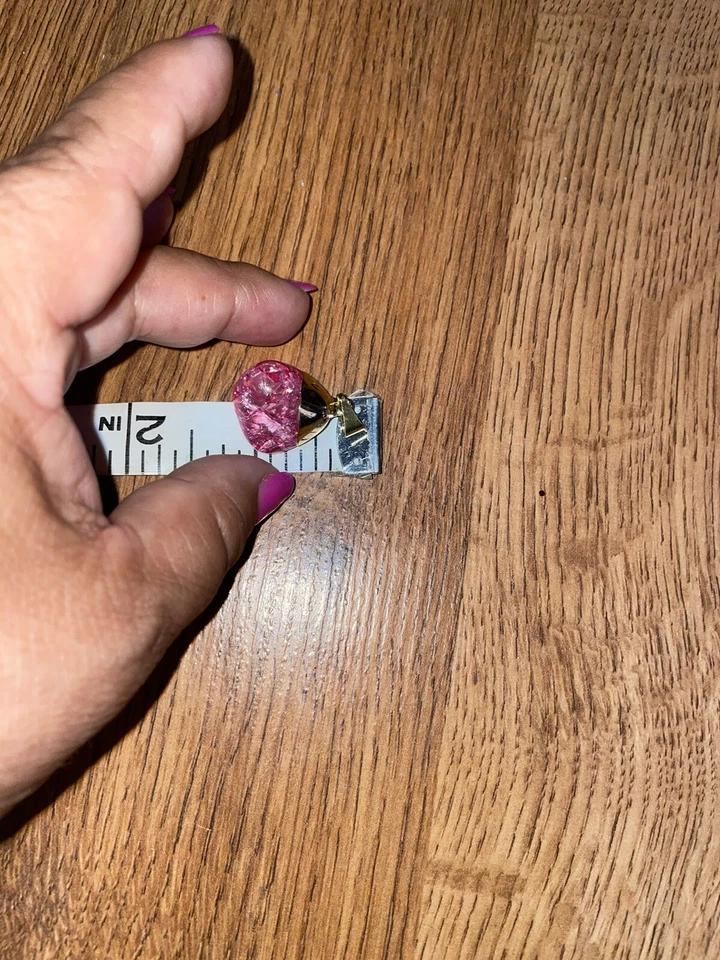 Кулон золотистый натуральный розовый камень - Изображение 3 из 4