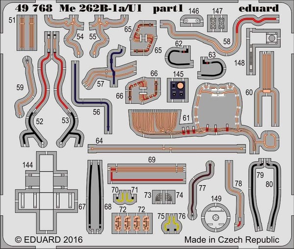 Eduard - Messerschmitt Me 262B-1A/ U1 Cockpit Details Und Sitzgurte Kabel 1:48-image