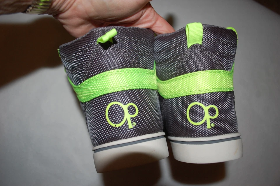 Zapatos Atléticos Niños GRIS ZAPATILLAS ALTAS Ocean Pacific VERDE NEÓN Cordones TALLA 5 Foto 3 de 3