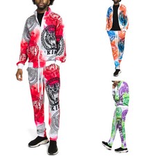 Men's Tiger Printed Tracksuit Set - Zipper Jacket and Sweatpants ST872EY