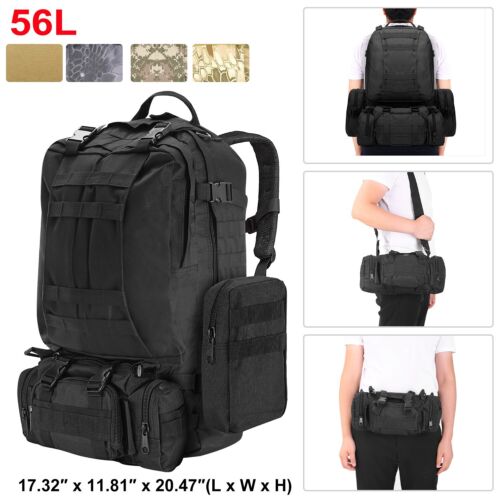 55L 4-in-1 Molle Outdoor Military Tactical Backpack Hiking Trekking Camping Bag - Picture 1 of 51